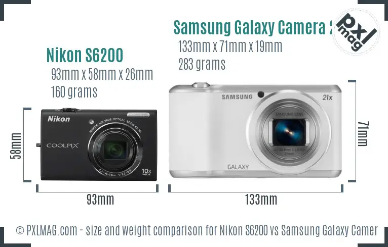 Nikon S6200 vs Samsung Galaxy Camera 2 size comparison