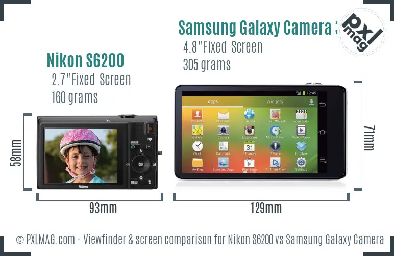 Nikon S6200 vs Samsung Galaxy Camera 3G Screen and Viewfinder comparison Nikon S6200 vs Samsung Galaxy Camera 3G Screen and Viewfinder comparison