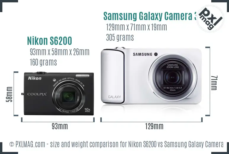 Nikon S6200 vs Samsung Galaxy Camera 3G size comparison Nikon S6200 vs Samsung Galaxy Camera 3G size comparison
