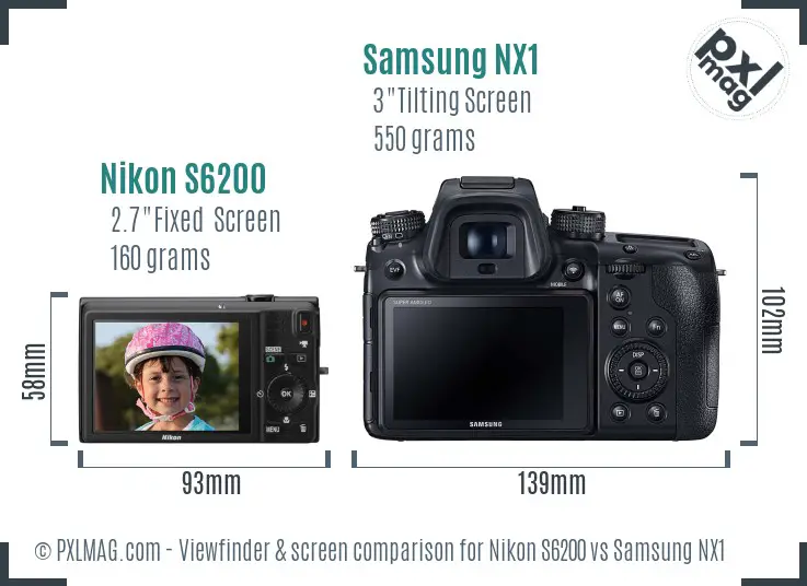 Nikon S6200 vs Samsung NX1 Screen and Viewfinder comparison