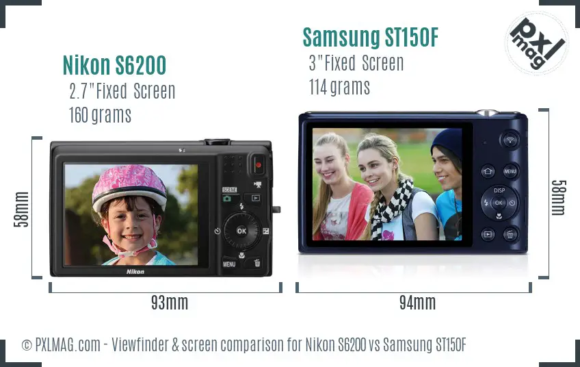 Nikon S6200 vs Samsung ST150F Screen and Viewfinder comparison Nikon S6200 vs Samsung ST150F Screen and Viewfinder comparison