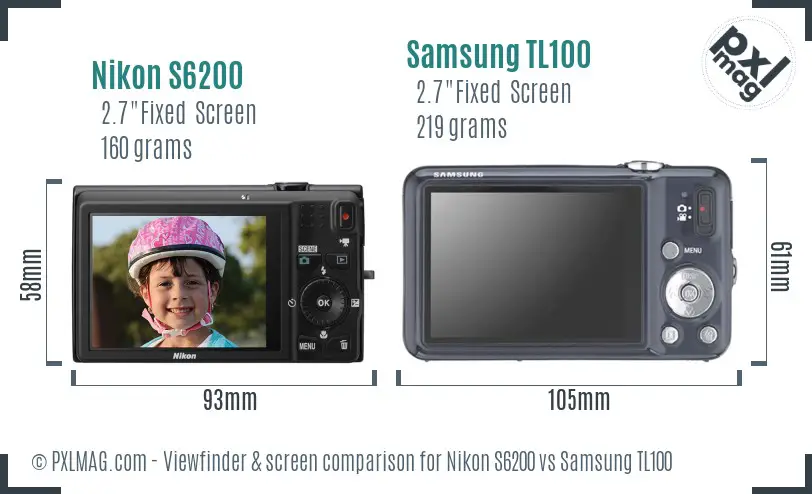 Nikon S6200 vs Samsung TL100 Screen and Viewfinder comparison