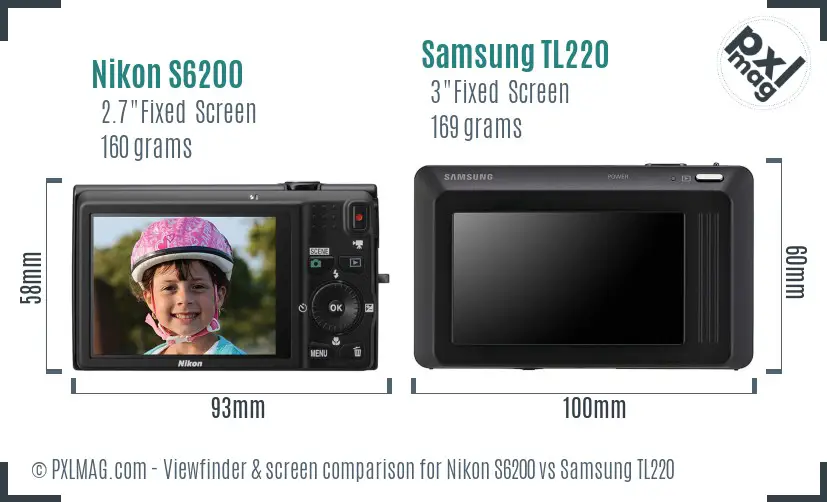 Nikon S6200 vs Samsung TL220 Screen and Viewfinder comparison