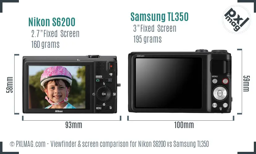 Nikon S6200 vs Samsung TL350 Screen and Viewfinder comparison