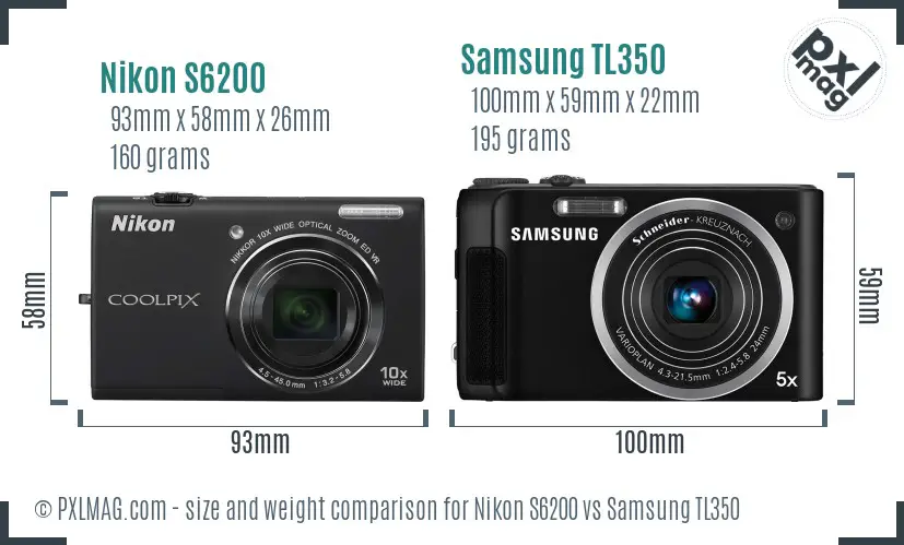 Nikon S6200 vs Samsung TL350 size comparison Nikon S6200 vs Samsung TL350 size comparison