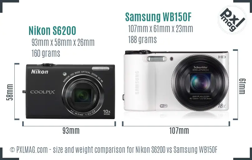 Nikon S6200 vs Samsung WB150F size comparison Nikon S6200 vs Samsung WB150F size comparison