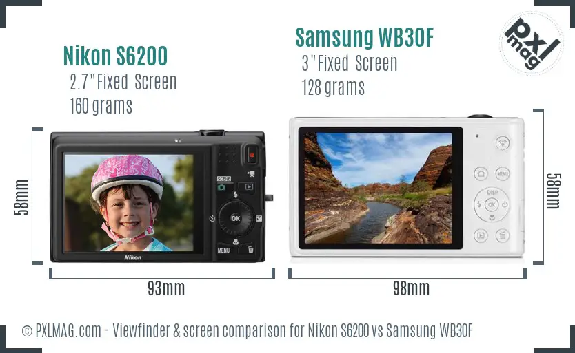 Nikon S6200 vs Samsung WB30F Screen and Viewfinder comparison Nikon S6200 vs Samsung WB30F Screen and Viewfinder comparison