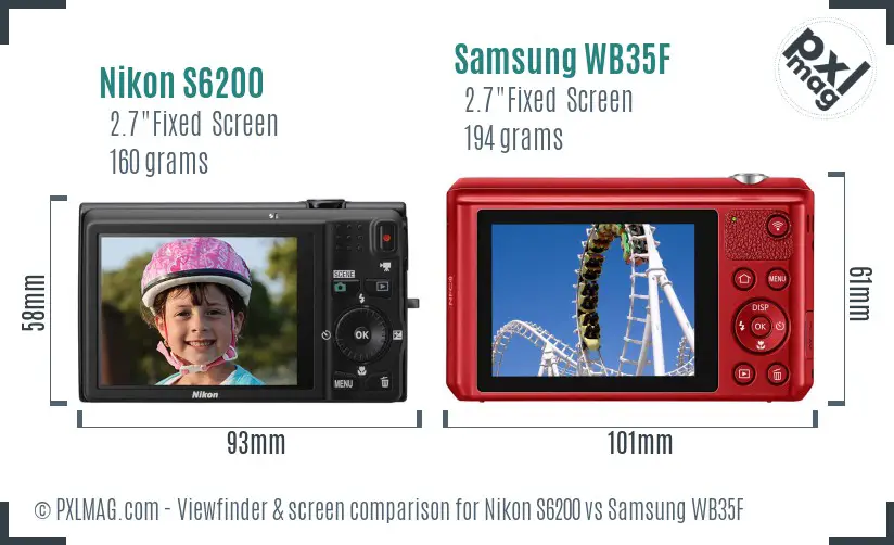 Nikon S6200 vs Samsung WB35F Screen and Viewfinder comparison