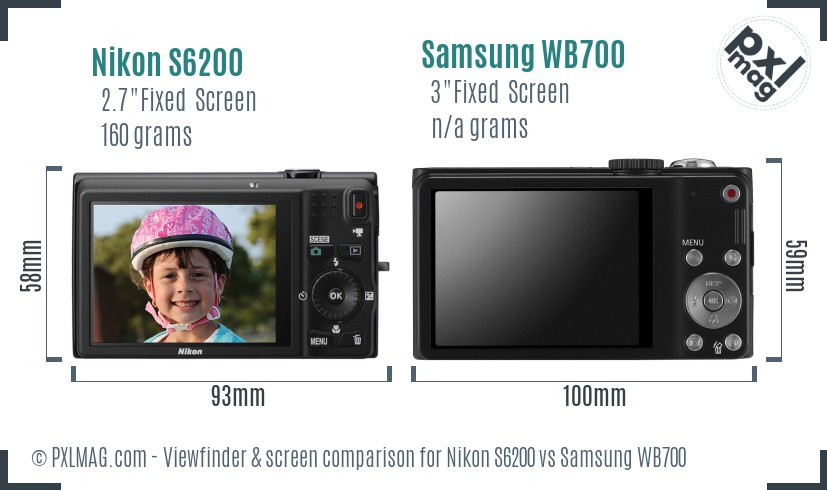 Nikon S6200 vs Samsung WB700 Screen and Viewfinder comparison