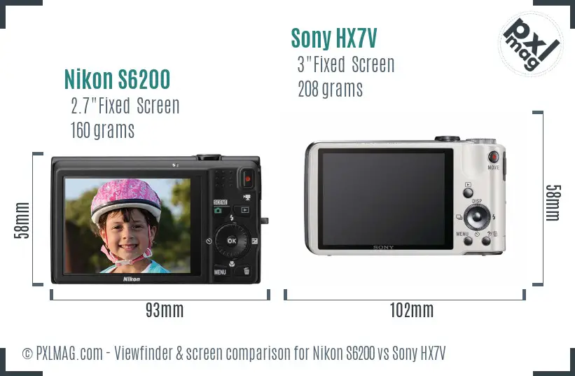 Nikon S6200 vs Sony HX7V Screen and Viewfinder comparison Nikon S6200 vs Sony HX7V Screen and Viewfinder comparison