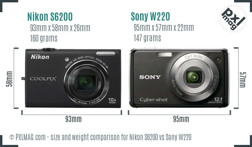 Nikon S6200 vs Sony W220 size comparison Nikon S6200 vs Sony W220 size comparison
