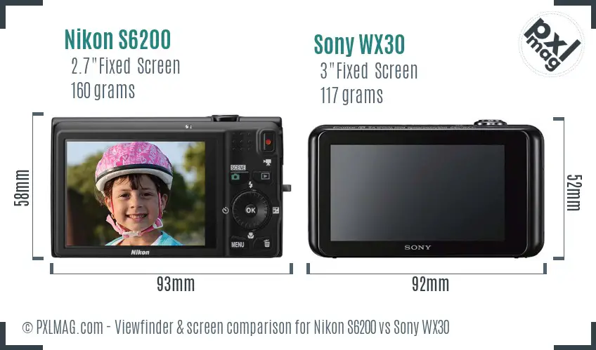 Nikon S6200 vs Sony WX30 Screen and Viewfinder comparison Nikon S6200 vs Sony WX30 Screen and Viewfinder comparison