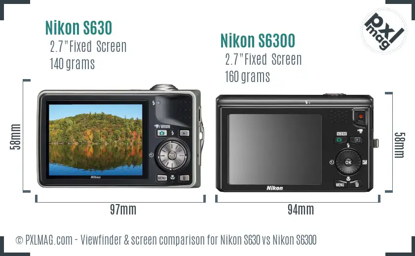 Nikon S630 vs Nikon S6300 Screen and Viewfinder comparison