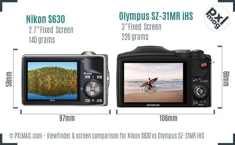 Nikon S630 vs Olympus SZ-31MR iHS Screen and Viewfinder comparison Nikon S630 vs Olympus SZ-31MR iHS Screen and Viewfinder comparison