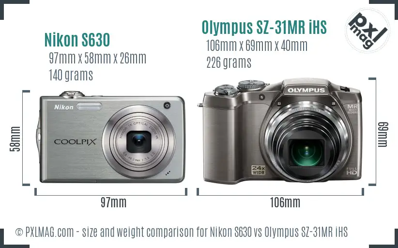 Nikon S630 vs Olympus SZ-31MR iHS size comparison Nikon S630 vs Olympus SZ-31MR iHS size comparison