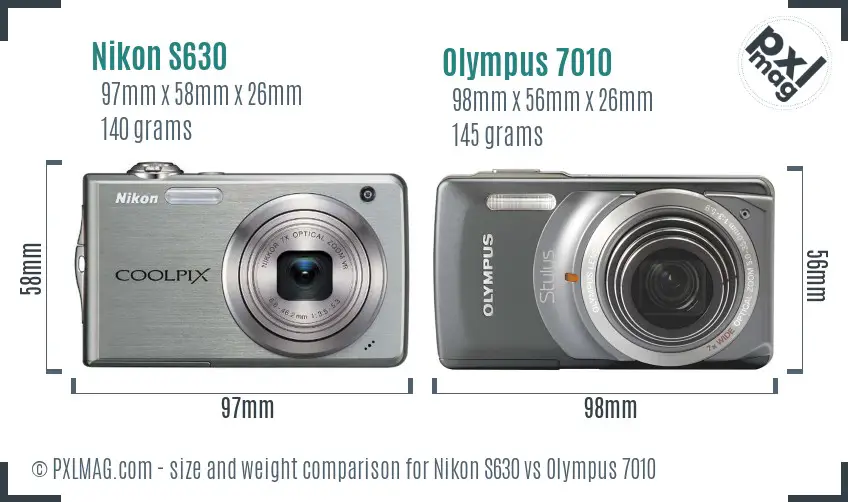 Nikon S630 vs Olympus 7010 size comparison Nikon S630 vs Olympus 7010 size comparison