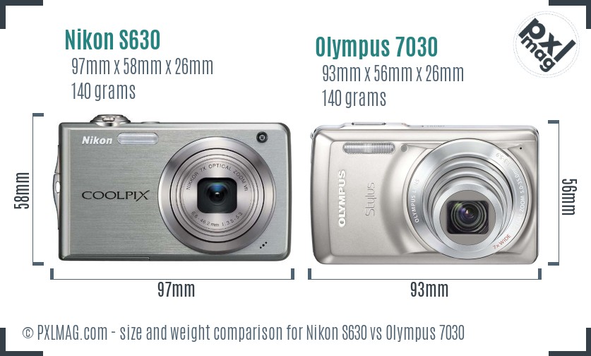 Nikon S630 vs Olympus 7030 size comparison Nikon S630 vs Olympus 7030 size comparison