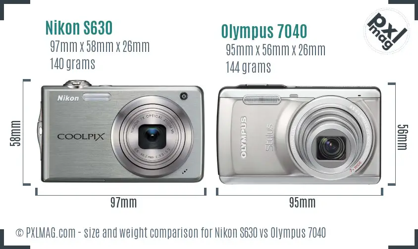 Nikon S630 vs Olympus 7040 size comparison