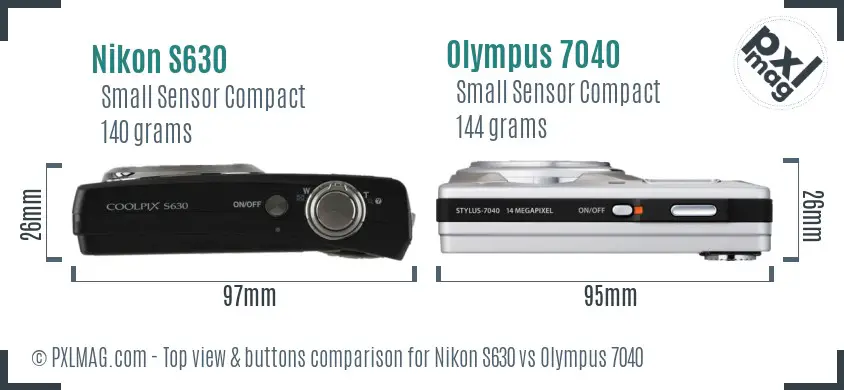 Nikon S630 vs Olympus 7040 top view buttons comparison