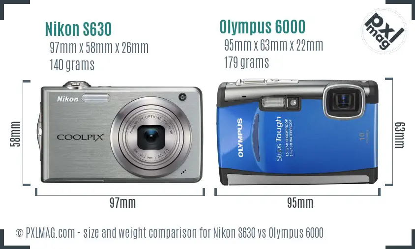 Nikon S630 vs Olympus 6000 size comparison Nikon S630 vs Olympus 6000 size comparison