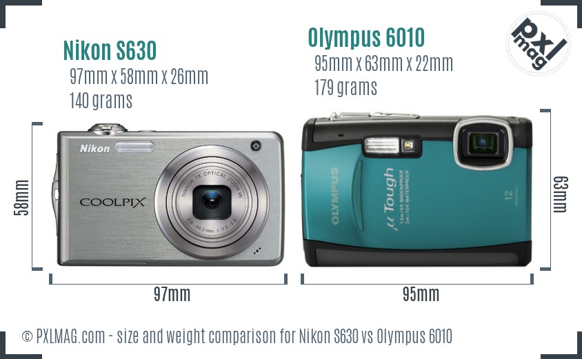 Nikon S630 vs Olympus 6010 size comparison Nikon S630 vs Olympus 6010 size comparison