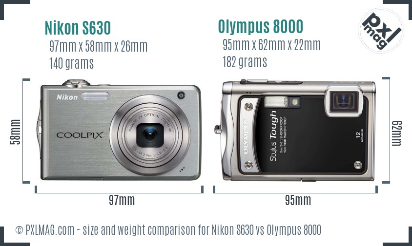 Nikon S630 vs Olympus 8000 size comparison Nikon S630 vs Olympus 8000 size comparison