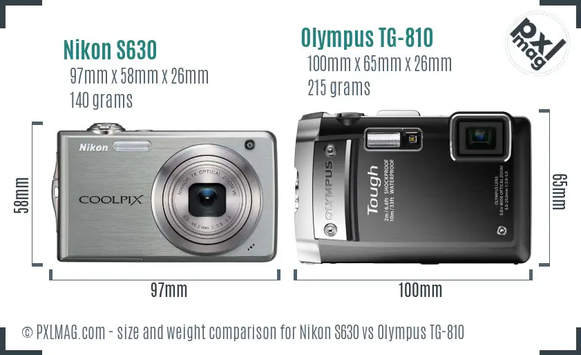 Nikon S630 vs Olympus TG-810 size comparison
