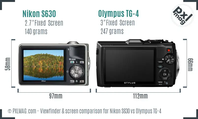 Nikon S630 vs Olympus TG-4 Screen and Viewfinder comparison Nikon S630 vs Olympus TG-4 Screen and Viewfinder comparison