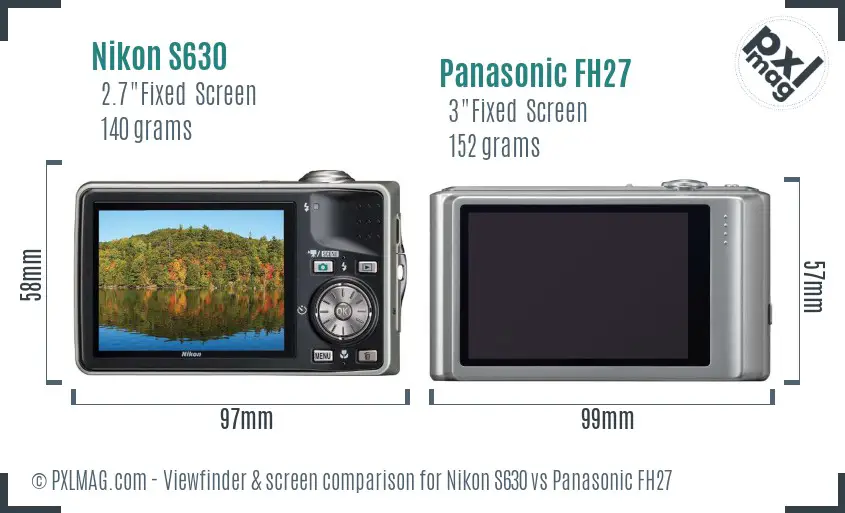 Nikon S630 vs Panasonic FH27 Screen and Viewfinder comparison Nikon S630 vs Panasonic FH27 Screen and Viewfinder comparison