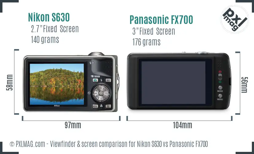 Nikon S630 vs Panasonic FX700 Screen and Viewfinder comparison Nikon S630 vs Panasonic FX700 Screen and Viewfinder comparison