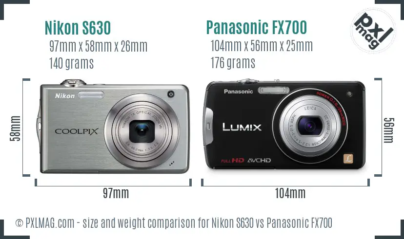 Nikon S630 vs Panasonic FX700 size comparison Nikon S630 vs Panasonic FX700 size comparison