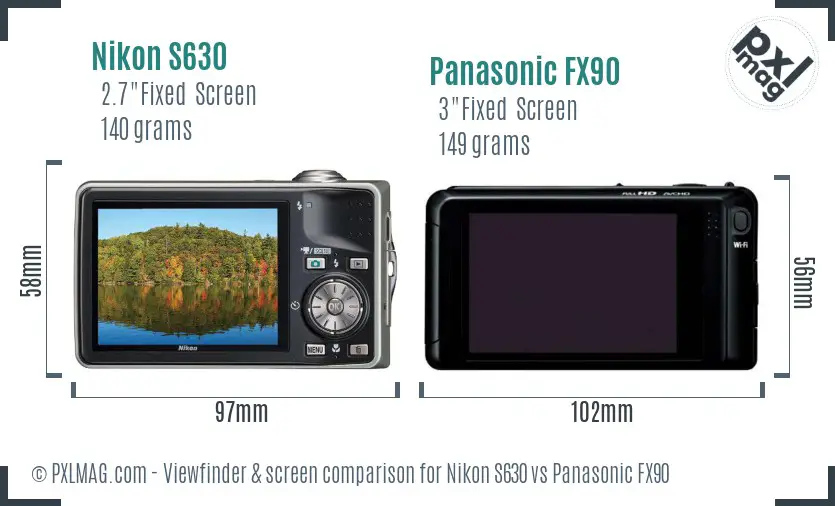 Nikon S630 vs Panasonic FX90 Screen and Viewfinder comparison Nikon S630 vs Panasonic FX90 Screen and Viewfinder comparison