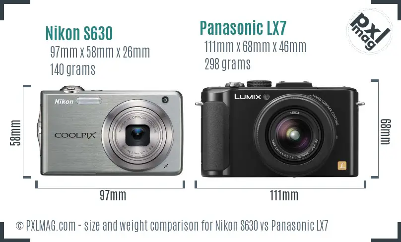 Nikon S630 vs Panasonic LX7 size comparison