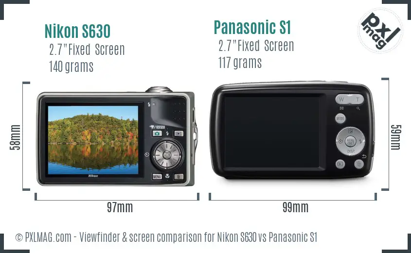 Nikon S630 vs Panasonic S1 Screen and Viewfinder comparison