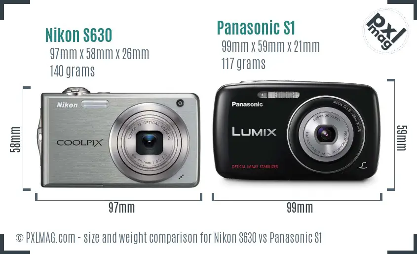 Nikon S630 vs Panasonic S1 size comparison