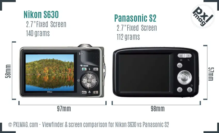 Nikon S630 vs Panasonic S2 Screen and Viewfinder comparison Nikon S630 vs Panasonic S2 Screen and Viewfinder comparison