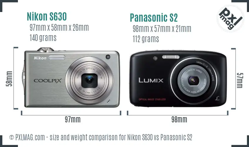 Nikon S630 vs Panasonic S2 size comparison Nikon S630 vs Panasonic S2 size comparison