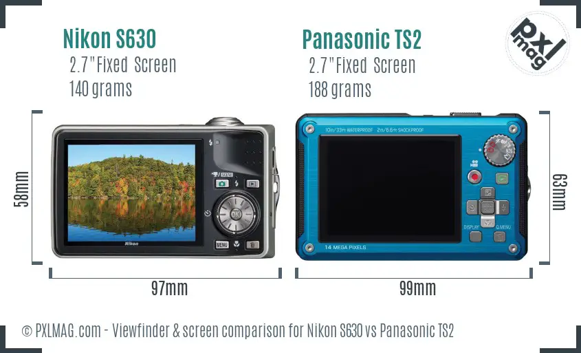 Nikon S630 vs Panasonic TS2 Screen and Viewfinder comparison
