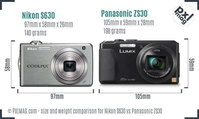 Nikon S630 vs Panasonic ZS30 size comparison Nikon S630 vs Panasonic ZS30 size comparison