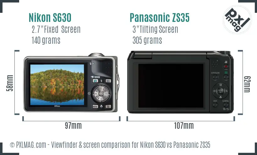Nikon S630 vs Panasonic ZS35 Screen and Viewfinder comparison Nikon S630 vs Panasonic ZS35 Screen and Viewfinder comparison