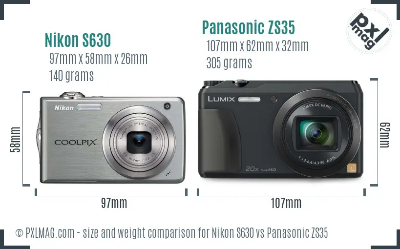 Nikon S630 vs Panasonic ZS35 size comparison Nikon S630 vs Panasonic ZS35 size comparison