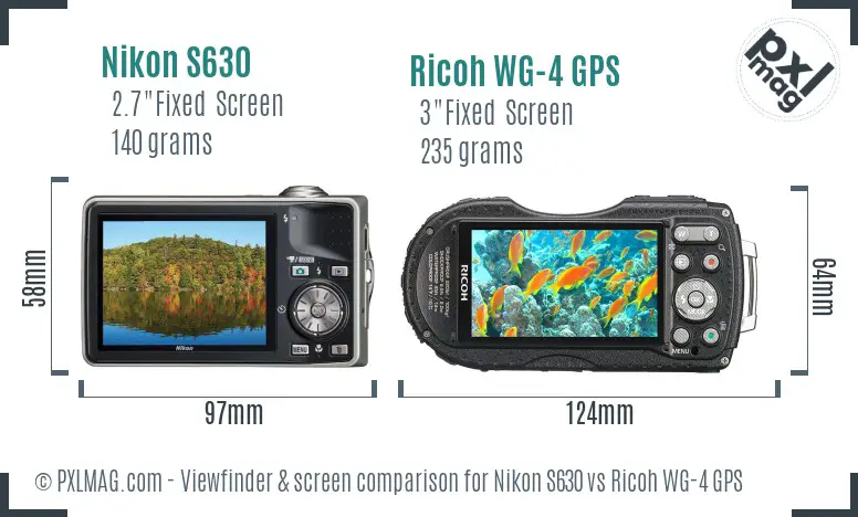 Nikon S630 vs Ricoh WG-4 GPS Screen and Viewfinder comparison Nikon S630 vs Ricoh WG-4 GPS Screen and Viewfinder comparison