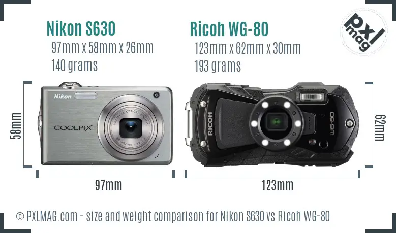 Nikon S630 vs Ricoh WG-80 size comparison Nikon S630 vs Ricoh WG-80 size comparison