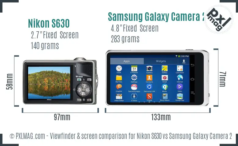 Nikon S630 vs Samsung Galaxy Camera 2 Screen and Viewfinder comparison