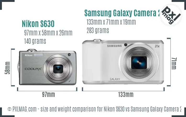 Nikon S630 vs Samsung Galaxy Camera 2 size comparison