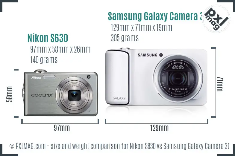 Nikon S630 vs Samsung Galaxy Camera 3G size comparison