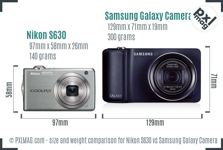 Nikon S630 vs Samsung Galaxy Camera size comparison