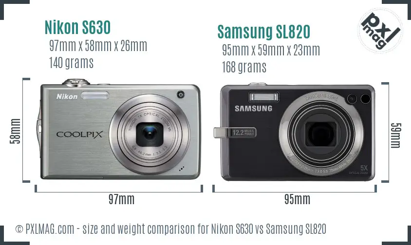 Nikon S630 vs Samsung SL820 size comparison Nikon S630 vs Samsung SL820 size comparison