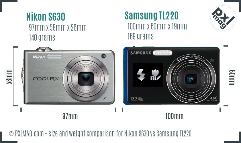 Nikon S630 vs Samsung TL220 size comparison
