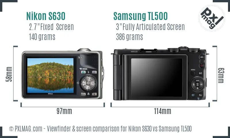 Nikon S630 vs Samsung TL500 Screen and Viewfinder comparison Nikon S630 vs Samsung TL500 Screen and Viewfinder comparison